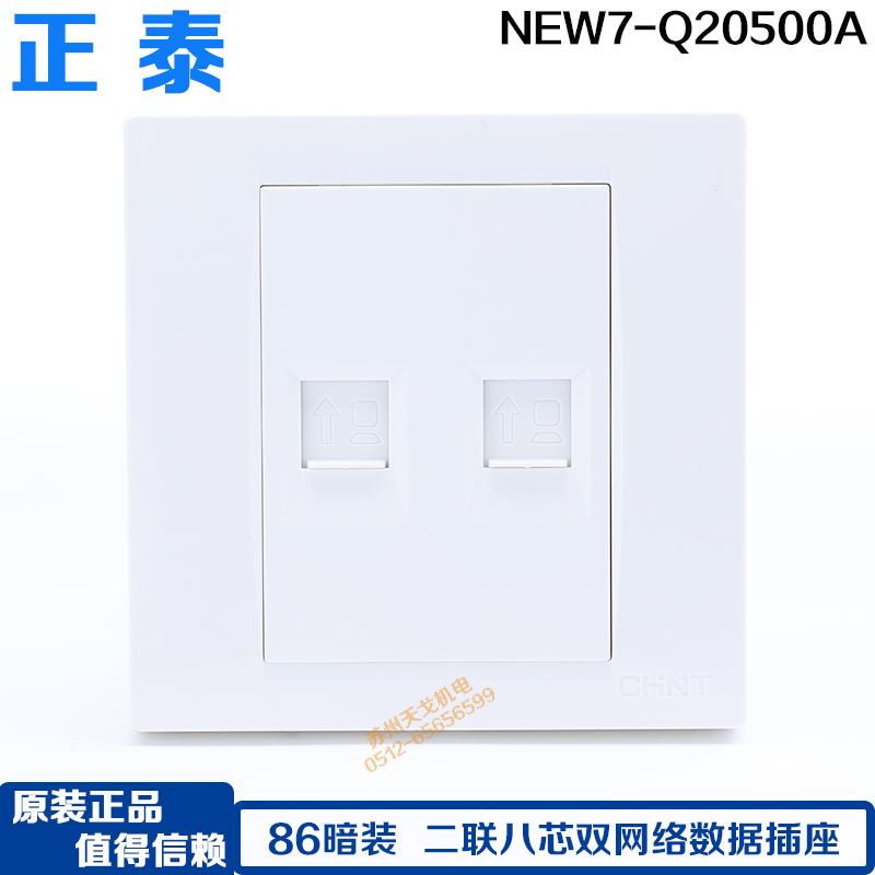 86型双电脑网口插座面板正泰