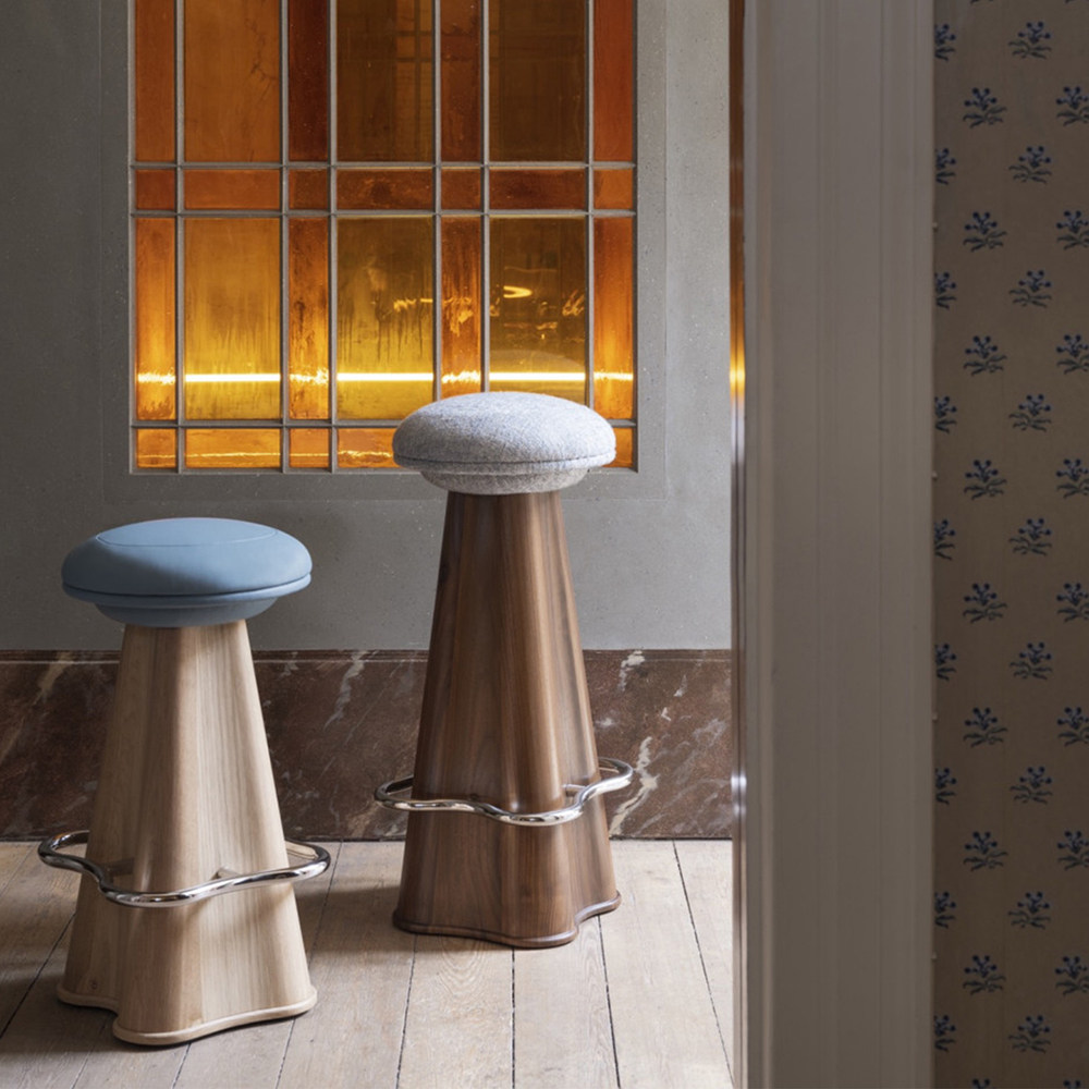 璞风家具北欧实木吧椅家用岛台餐椅法式复古中古吧台高脚椅子吧凳