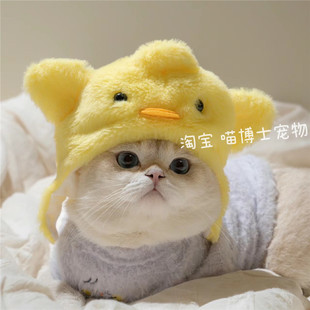 宠物狮子头套猫咪猪猪帽子小黄鸡头套变装帽青蛙搞怪小熊熊猫头饰