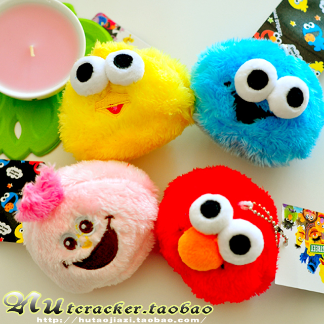 可爱卡通动漫芝麻街艾莫甜饼怪吊坠毛绒玩具公仔小挂件珠链吊饰