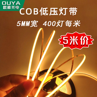 5mm寬COB線性燈帶12V24V白光暖白燈條硅膠霓虹燈