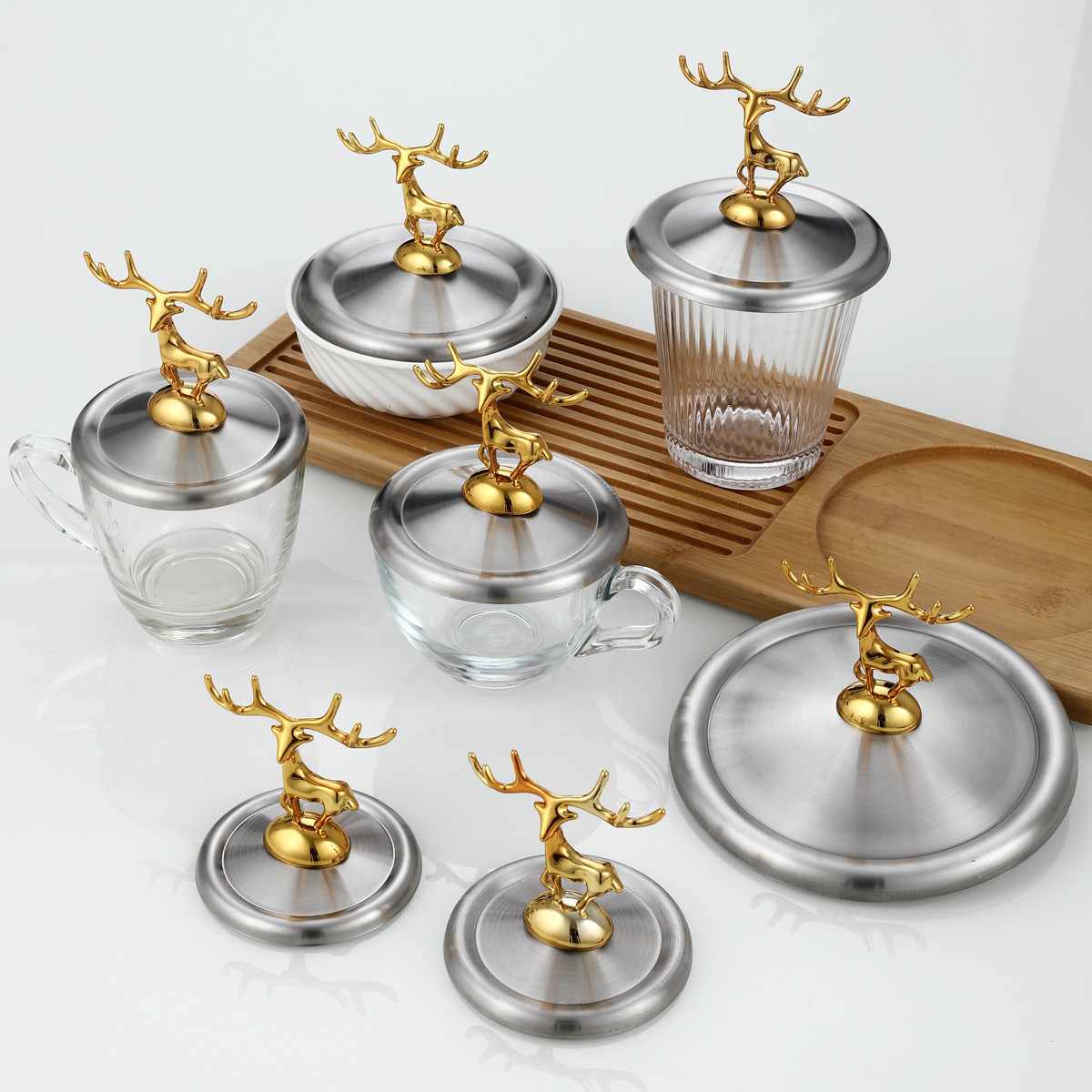 不锈钢杯盖喝水杯防尘盖子多口径