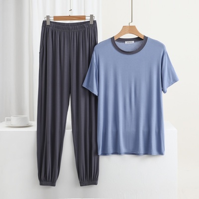 男士莫代尔夏季薄款家居服套装