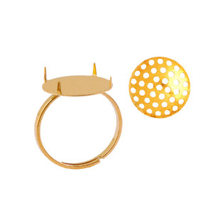 钛不锈钢串珠戒指diy手工材料 真空镀金不易变色手作戒指饰品配件