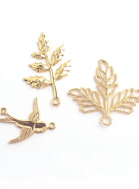 铜树叶花片diy饰品配件手工材料