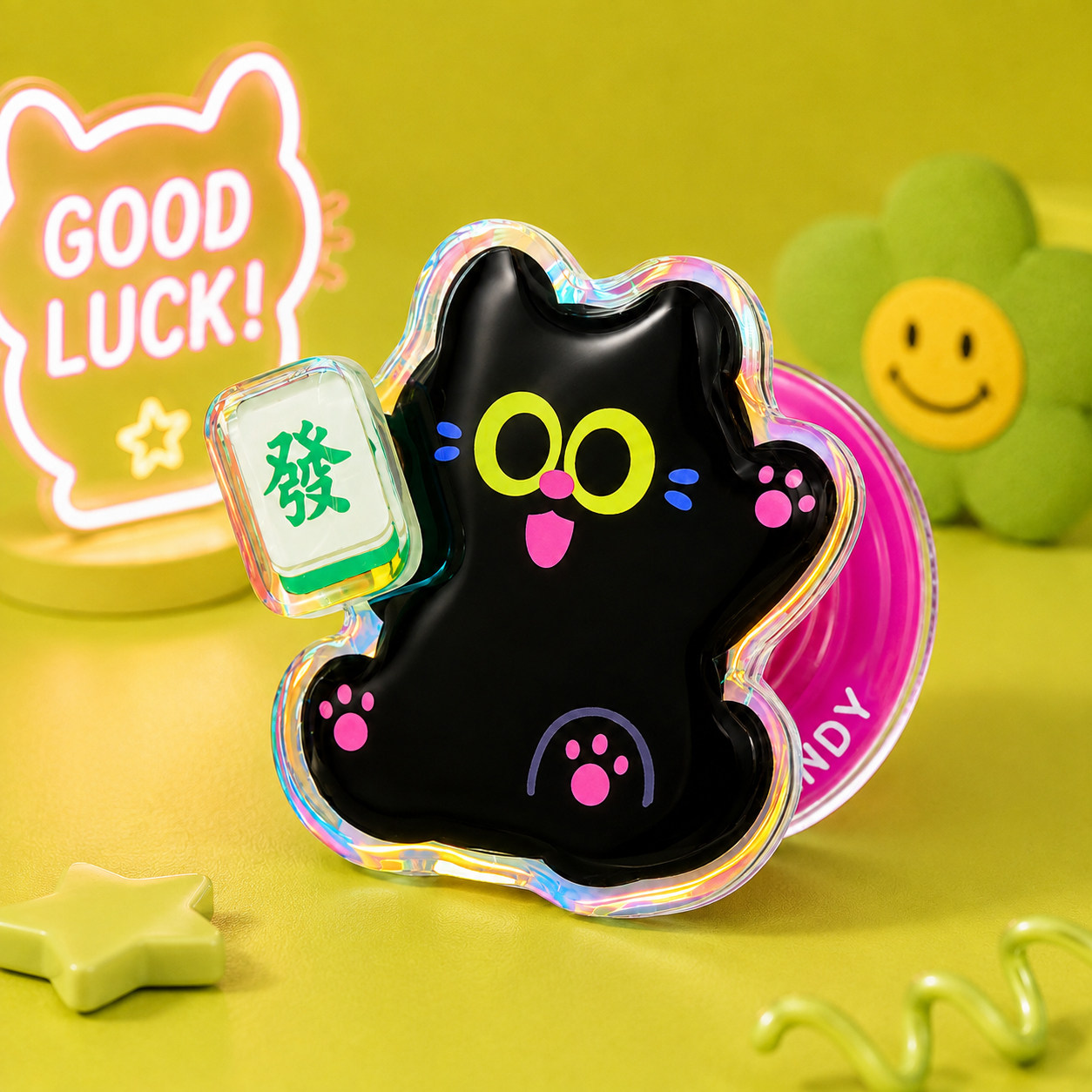 thumbnail for RAGECANDY Original Mahjong Rich Black Cat Gradient Magnetic Stand Phone Case Compatible with Apple iPhone 17 16 15 Pro Max