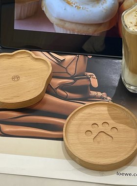 日式木质小熊掌杯垫狗爪榉木餐碟马克杯茶杯咖啡杯防滑隔热垫