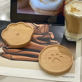 日式木质小熊掌杯垫狗爪榉木餐碟马克杯茶杯咖啡杯防滑隔热垫