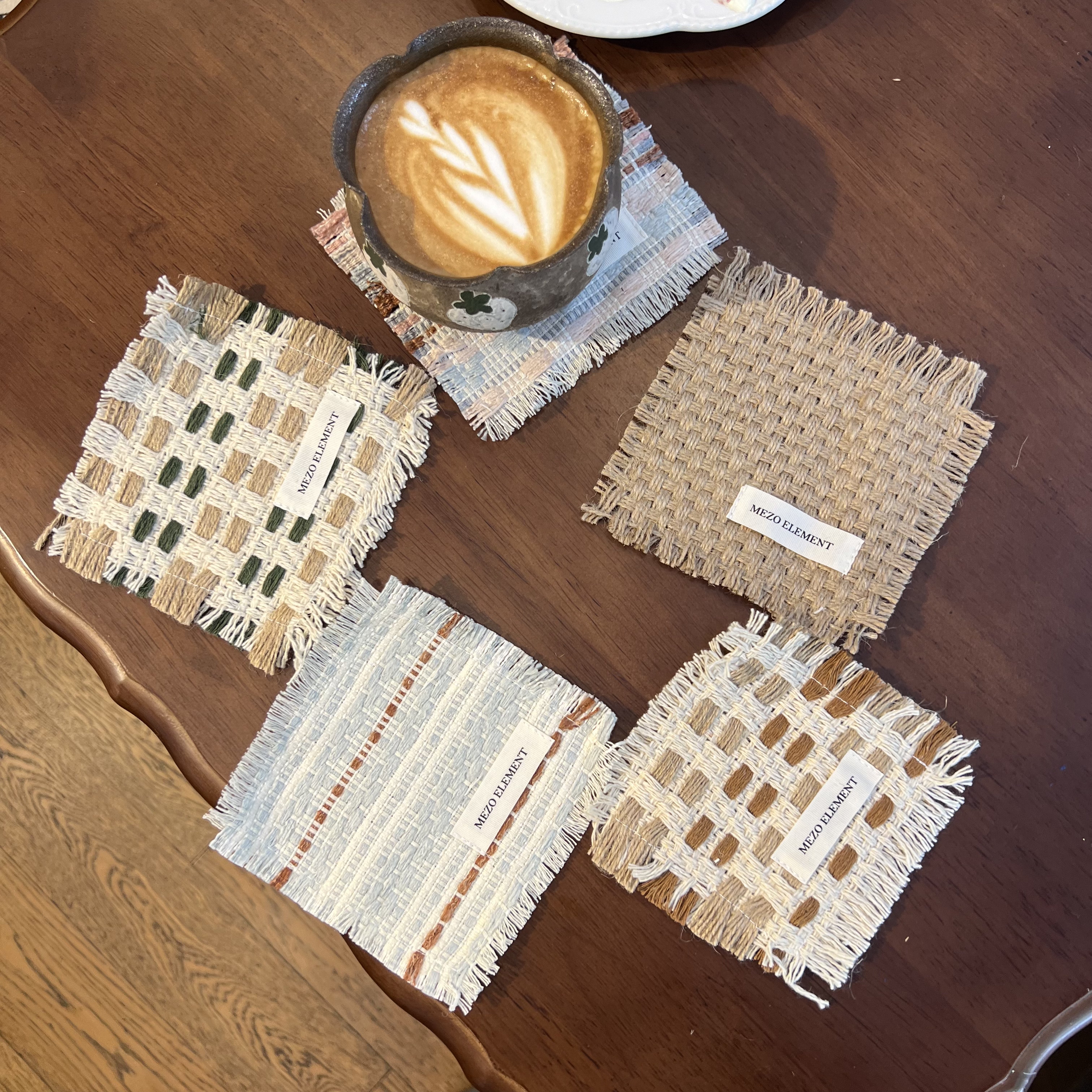 ins拼色流苏杯垫手工编织咖啡杯垫垫隔热垫方形棉麻装饰垫小杯垫