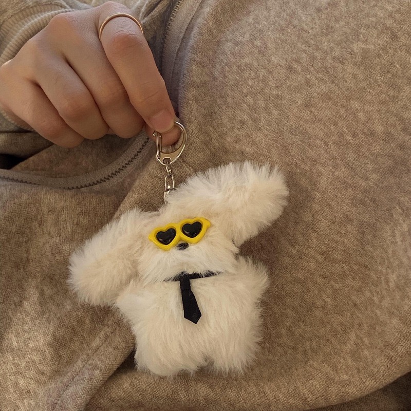 墨镜小兔子挂件项链领结毛绒