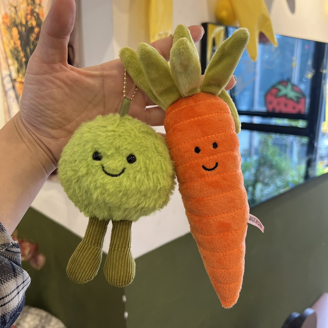 创意豌豆胡萝卜毛绒挂件蔬菜系列可爱毛绒玩偶公仔包包钥匙扣挂饰,节庆用品/礼品,钥匙链,淘宝优惠券,粉丝福利购,淘宝优惠卷