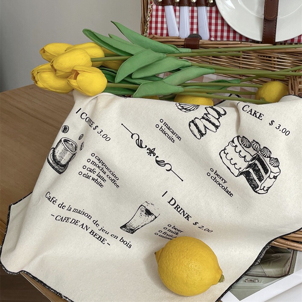 INS 스타일 커피 숍 사소한 부르주아지 배경 천 간단한 벽걸이 천 빵 커피 사진 소품 냅킨 장식 천