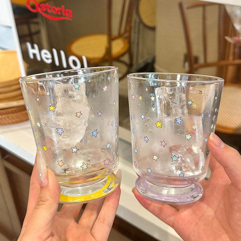 原创ins风星星四色玻璃杯冷萃咖啡杯高颜值冷萃冰乐杯喝牛奶杯子