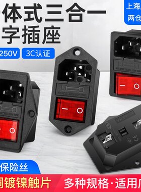 一体式10A品字带灯插座