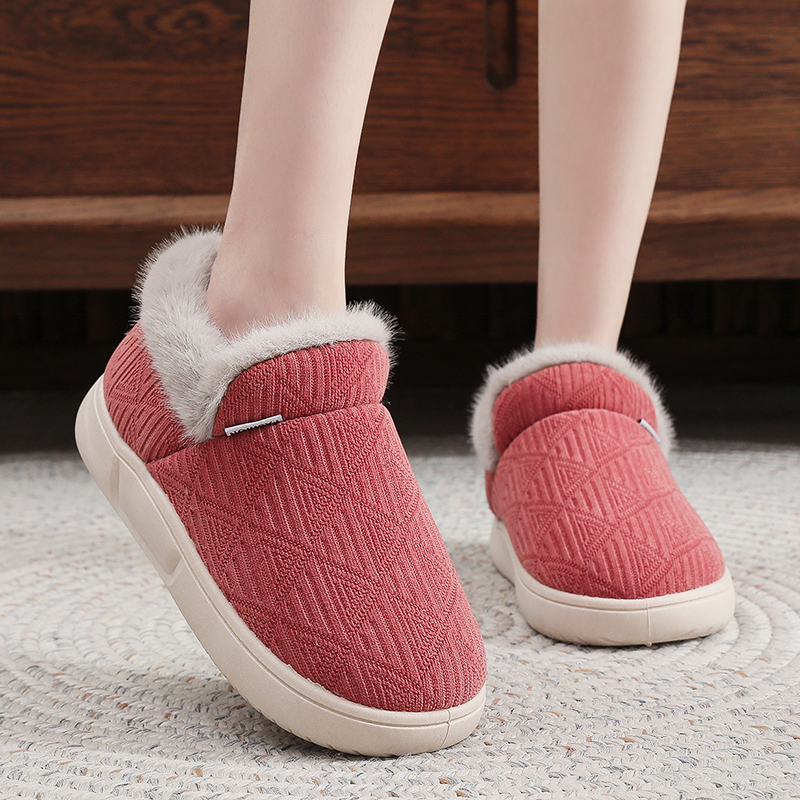 2024老北京布鞋棉拖鞋情侣款加厚加绒全包跟居家棉窝窝妈妈毛毛鞋