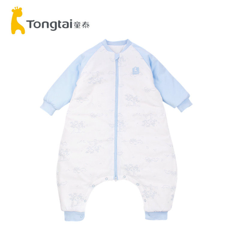童泰秋冬款婴幼儿男女宝宝床品中厚纯棉睡袋对开分腿防踢被200克