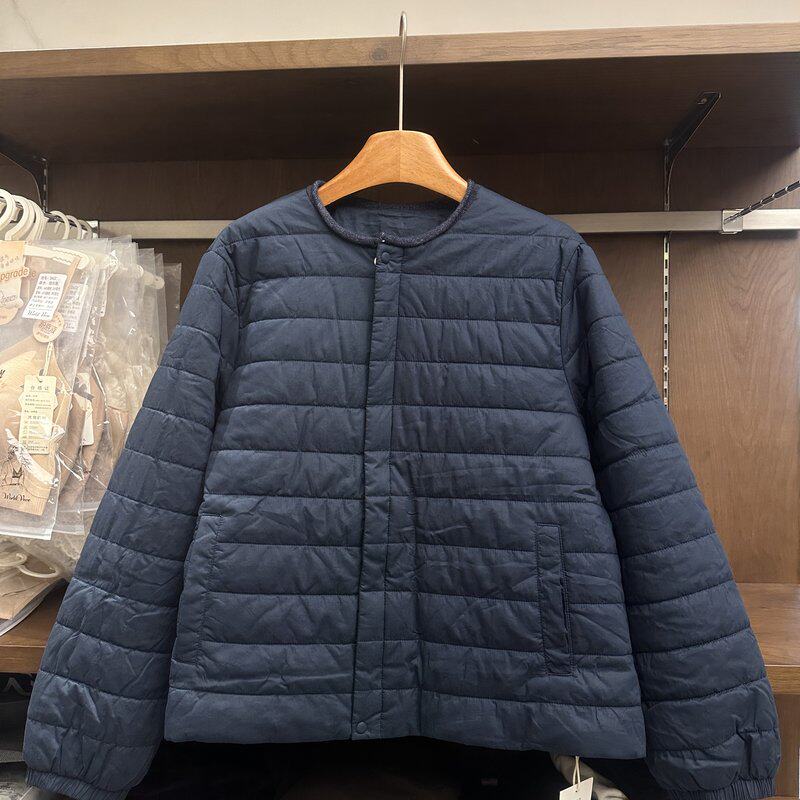 左村秋冬圆领横绗缝棉衣女宽松轻薄保暖外套百搭上衣叠穿新款气质