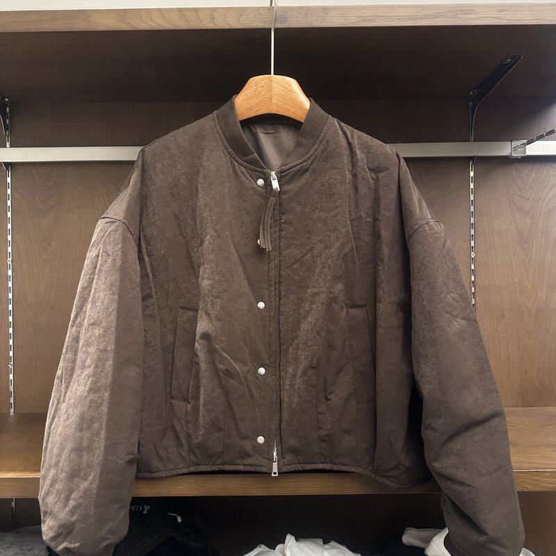 秋冬棒球领飞行员棉服女按扣拉链短款外套复古潮流百搭新款女装潮