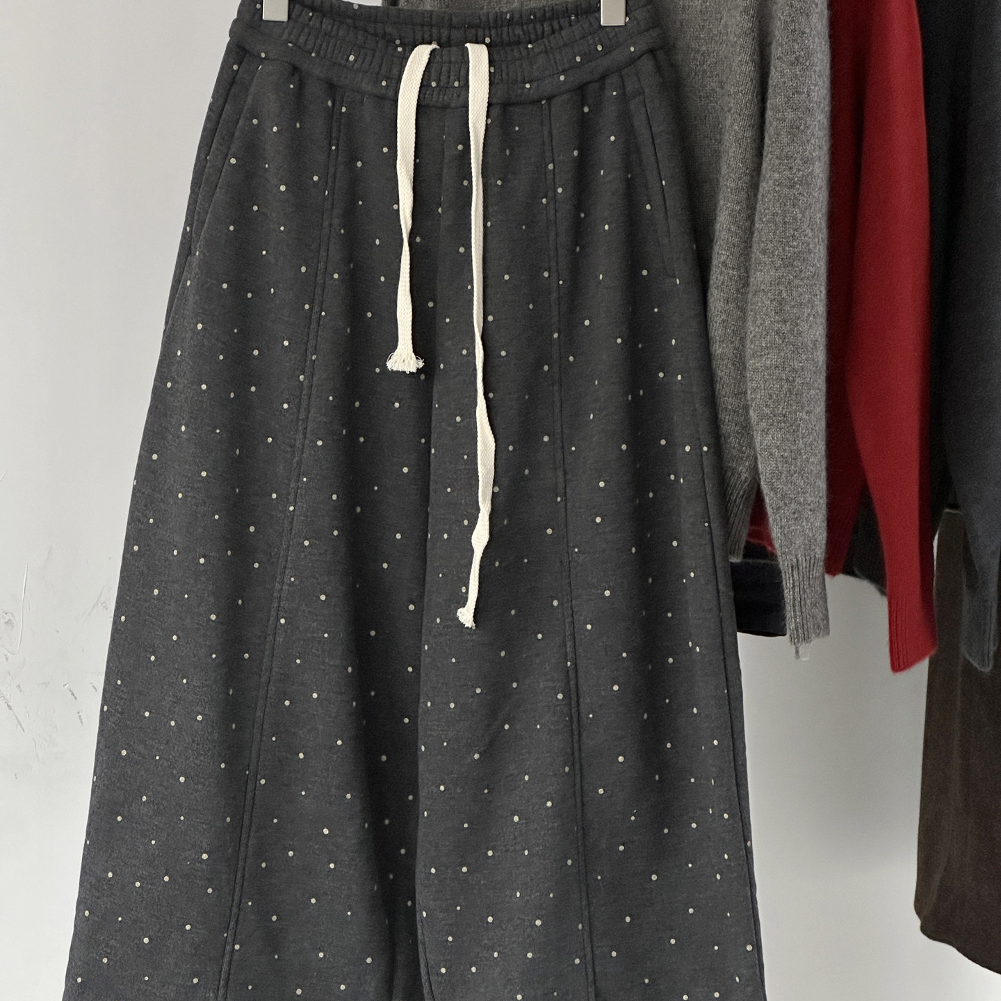 【波点棉裤】森女文艺风休闲抽绳加绒直筒裤窄版阔腿厚实保暖九分