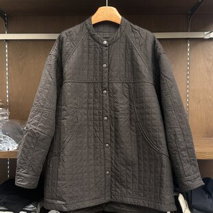 新款方格绗缝中长款棉服女秋冬宽松休闲保暖外套上衣小红书爆款潮