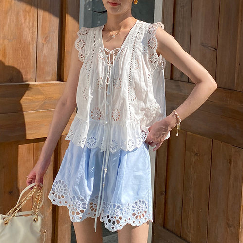 小上衣女夏无袖背心小衫南法度假风上衣女