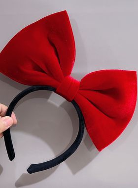 超大蝴蝶结发箍红色头饰简约公主发卡丝绒洗脸发带头箍复古发饰