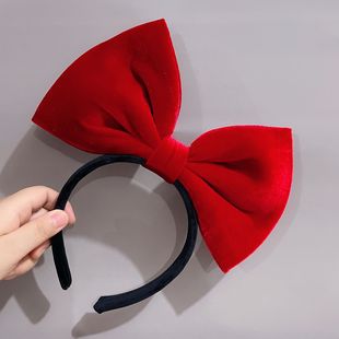 超大蝴蝶结发箍红色头饰简约公主发卡丝绒洗脸发带头箍复古发饰
