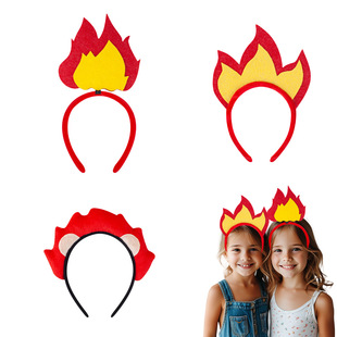 不织布环保幼儿园儿童火焰发箍头箍万圣节搞怪狂欢节节日派对发饰