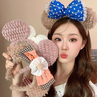 可爱卡通毛绒迪士尼乐园发箍新款搞怪雪莉玫头箍拍照道具发卡洗脸