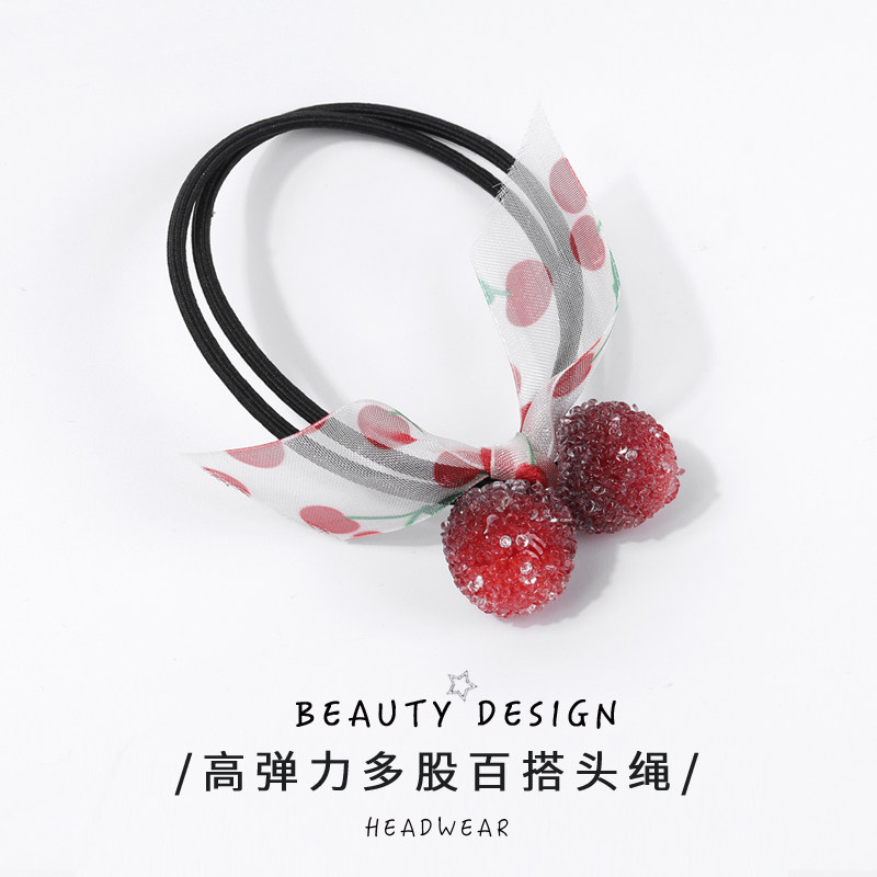超可爱软糖樱桃日韩百搭甜美发圈少女高马尾发绳小清新女扎发发饰