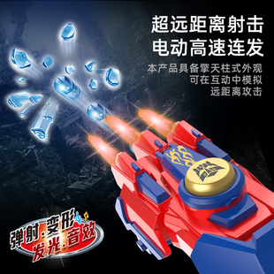 变形金刚擎天柱炫酷发光机械手臂电动连发大容量发射器男孩玩具枪