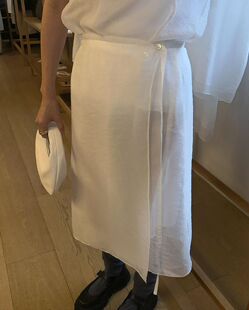 24夏 新品 MONOHA 正品韩国代购 轻薄百搭白色半身裙薄纱叠穿