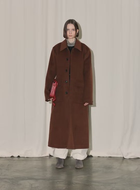 【会员低价 新年限定】ETHOS秋冬女大衣外套长款过膝赫本风毛呢