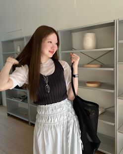 monoha 夏新品 韩国正品代购   女休闲百搭纯色薄纱短袖