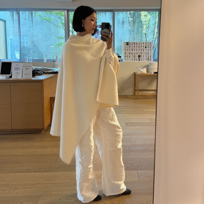 MONOHA韩国品牌 手工羊毛披肩围巾