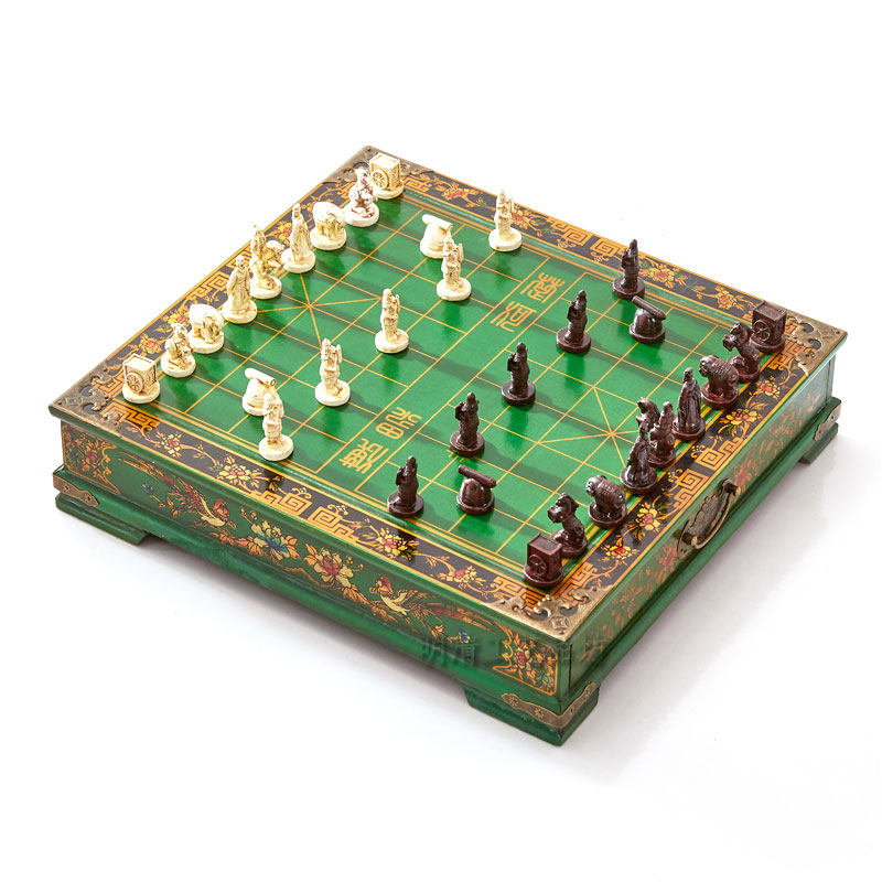 仿古立体中国象棋兵马俑中国象棋怀旧台式木制棋盘中号款礼品象棋