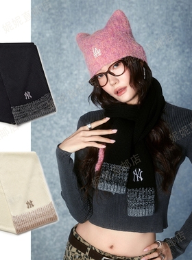 Ni韩国直邮25秋冬新款针织羊毛拼色围巾情侣款3AMFB0256