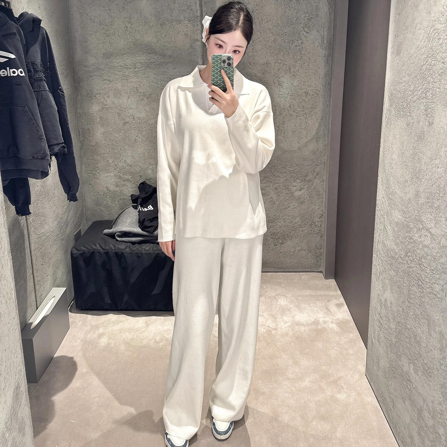 ALO早秋套装女Polo针织衫两件套