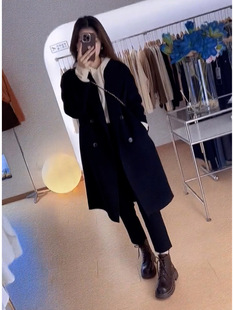 胖mm西装领赫本毛呢子大衣女秋冬新款大码小个子休闲减龄宽松外套