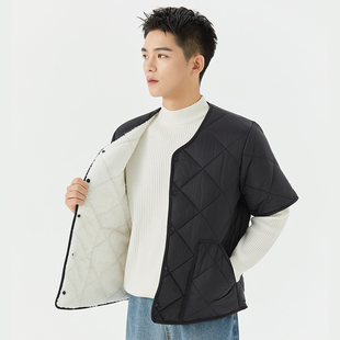 秋冬加绒加厚保暖短袖 马甲坎肩中老年爸爸干活棉袄外穿 棉衣男半袖