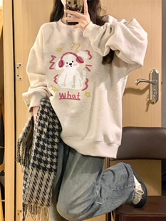 秋冬新款宽松2025美式加绒加厚小个子情侣套装卫衣港风chic外套女