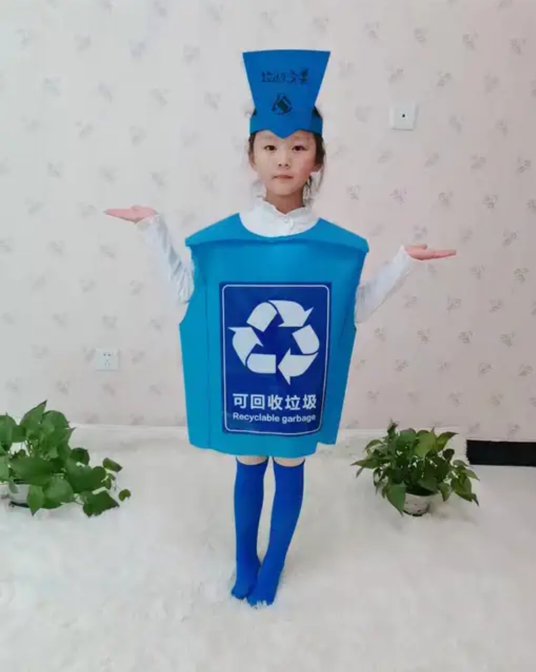 儿童环保演出服装垃圾分类表演衣服成人亲子走秀卡通垃圾桶道具