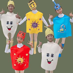 儿童牙细菌演出服装幼儿园亲子病毒表演衣服情景剧话剧牙刷牙齿服