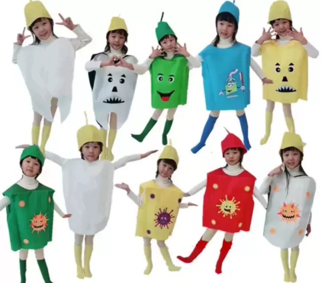 儿童牙齿细菌大战演出服幼儿园粉色牙刷病毒表演服装牙齿卡通衣服