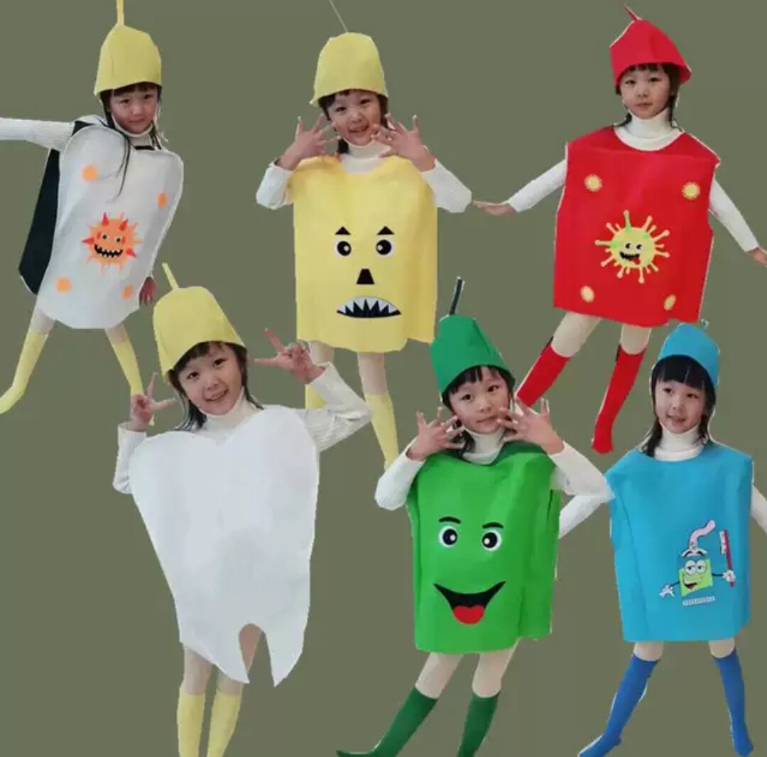 牙齿大街的新鲜事儿童牙齿细胞病毒演出服装牙细菌大作战表演服饰