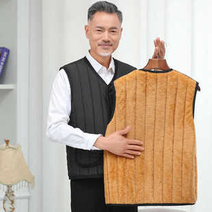 加绒加厚秋冬背心中老年马甲外套保暖爸爸装 老年人坎肩内搭马夹衣