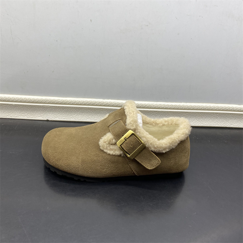 2025冬季新款女鞋时尚韩版圆头厚底勃肯鞋女加绒保暖休闲鞋女单鞋