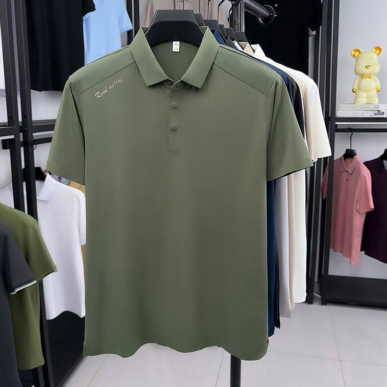 2026新款中老年人冰丝短袖Polo衫男士夏季爸爸商务轻奢薄款t恤