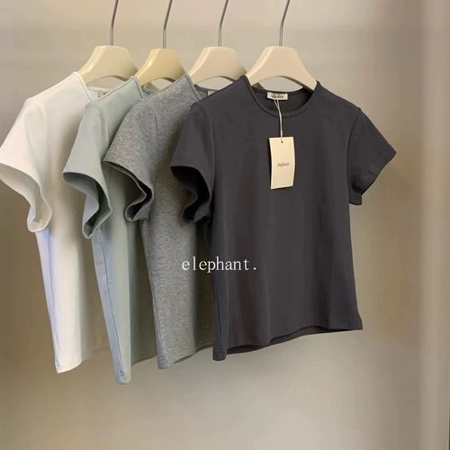 现~elephant大象2024夏新款女修身显瘦纸片人短袖T恤（无吊牌）