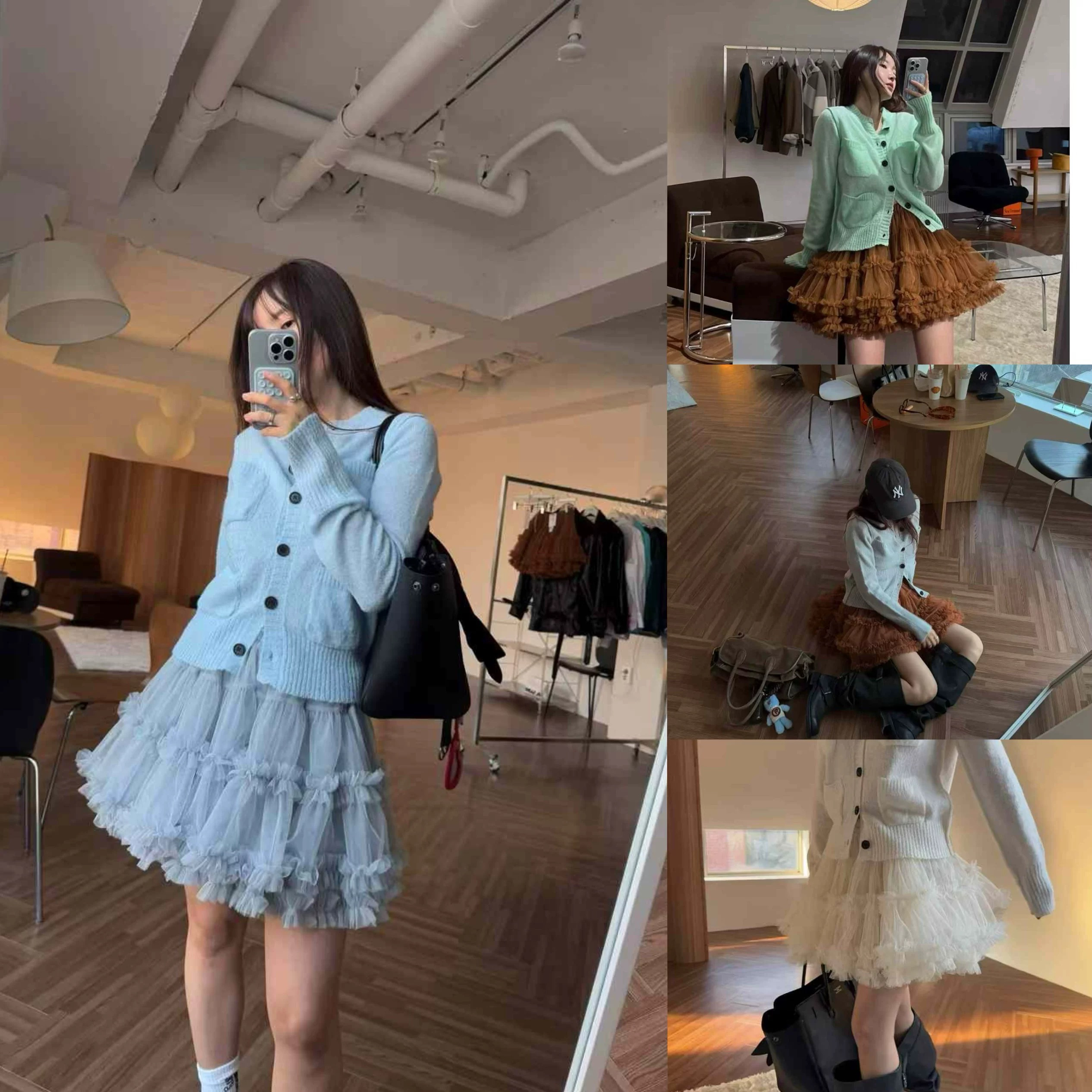 现货特价～egg is东大门2025洋气显瘦层层重工百搭蛋糕半身裙女